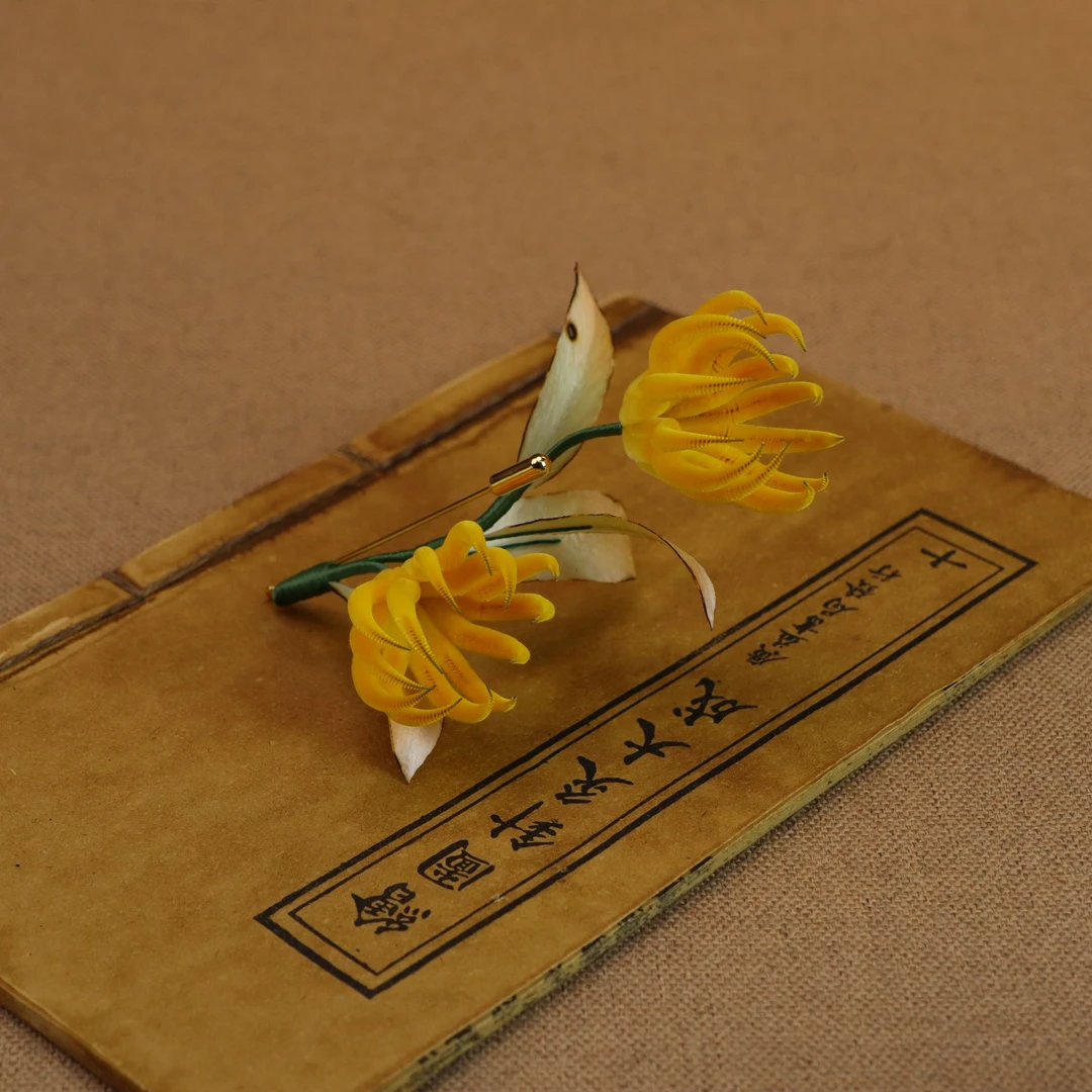 非遗绒花胖绒佛手中国风女百搭饰品少女气质旗袍森系古风复古手工