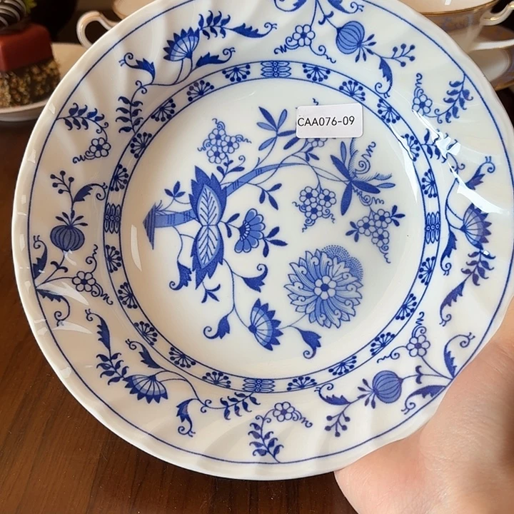 7609蓝洋葱青花深盘 全新