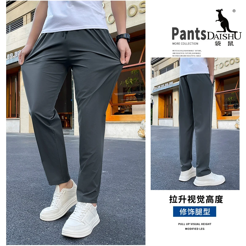 Dai Shu/袋鼠DS男士夏季薄款速干休闲裤运动透气户外宽松冰丝裤