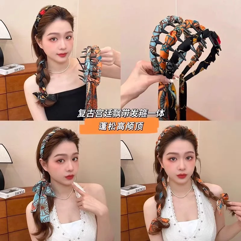 复古宫廷风飘带发箍女2025新款高级感设计高颅顶头箍丝带发饰头饰