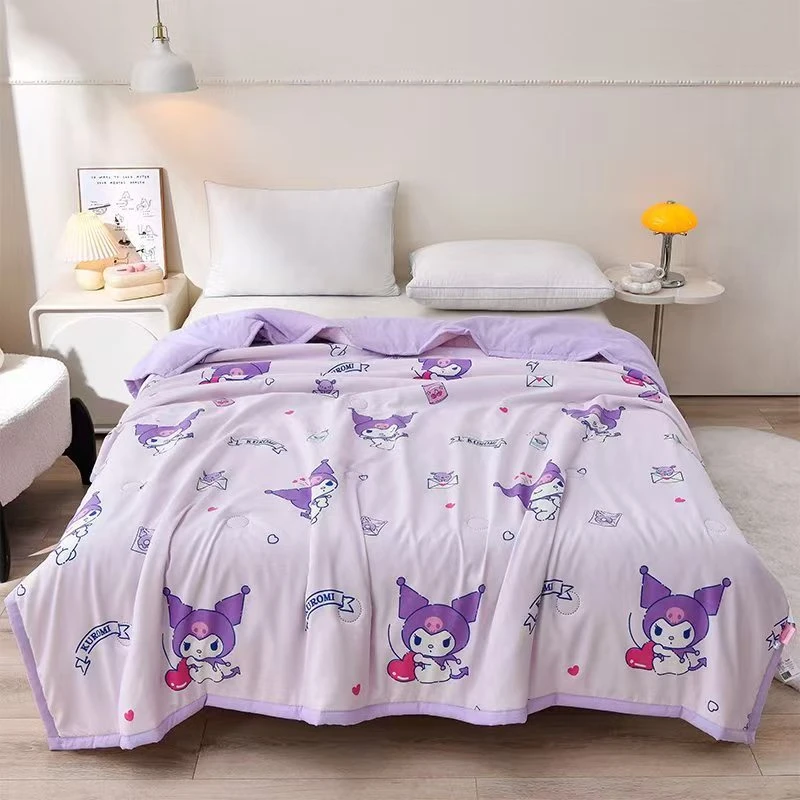 库洛米紫色高端轻奢空调被印染凉感春秋