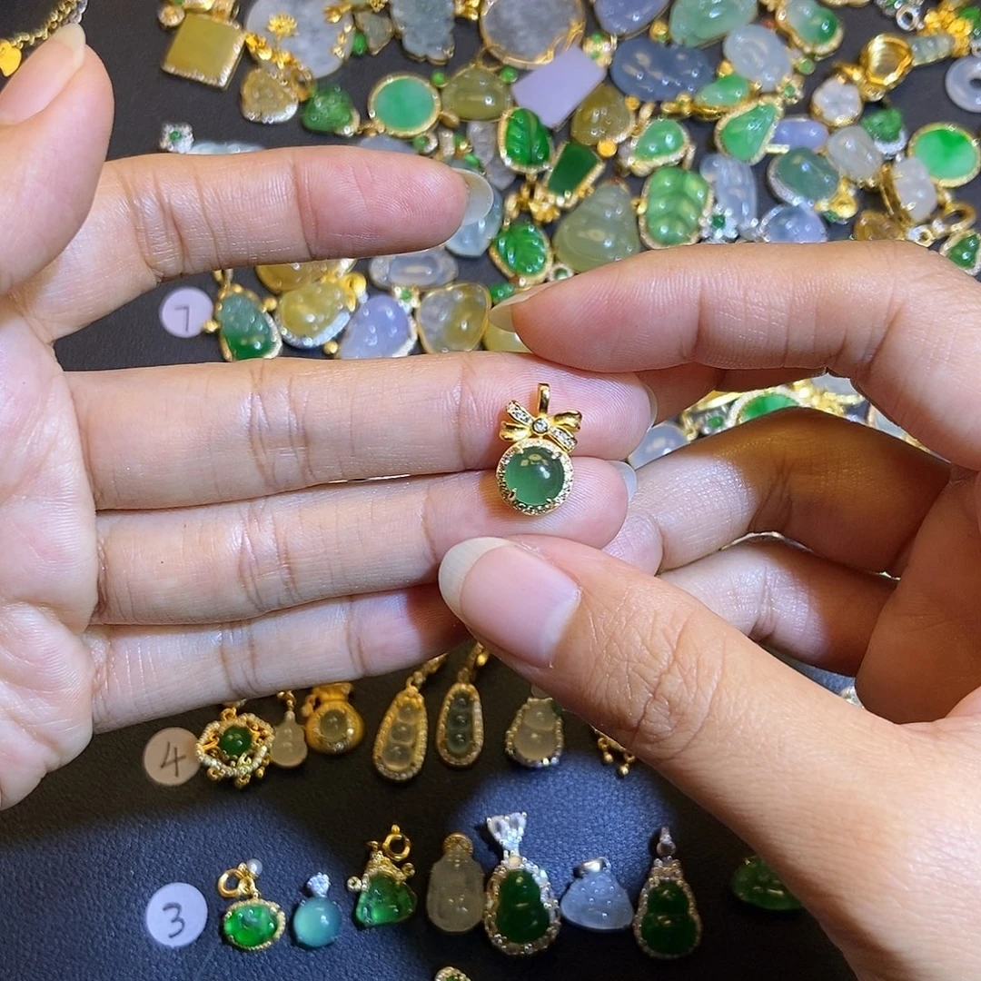 翡翠银S925镶嵌吊坠(不含链)