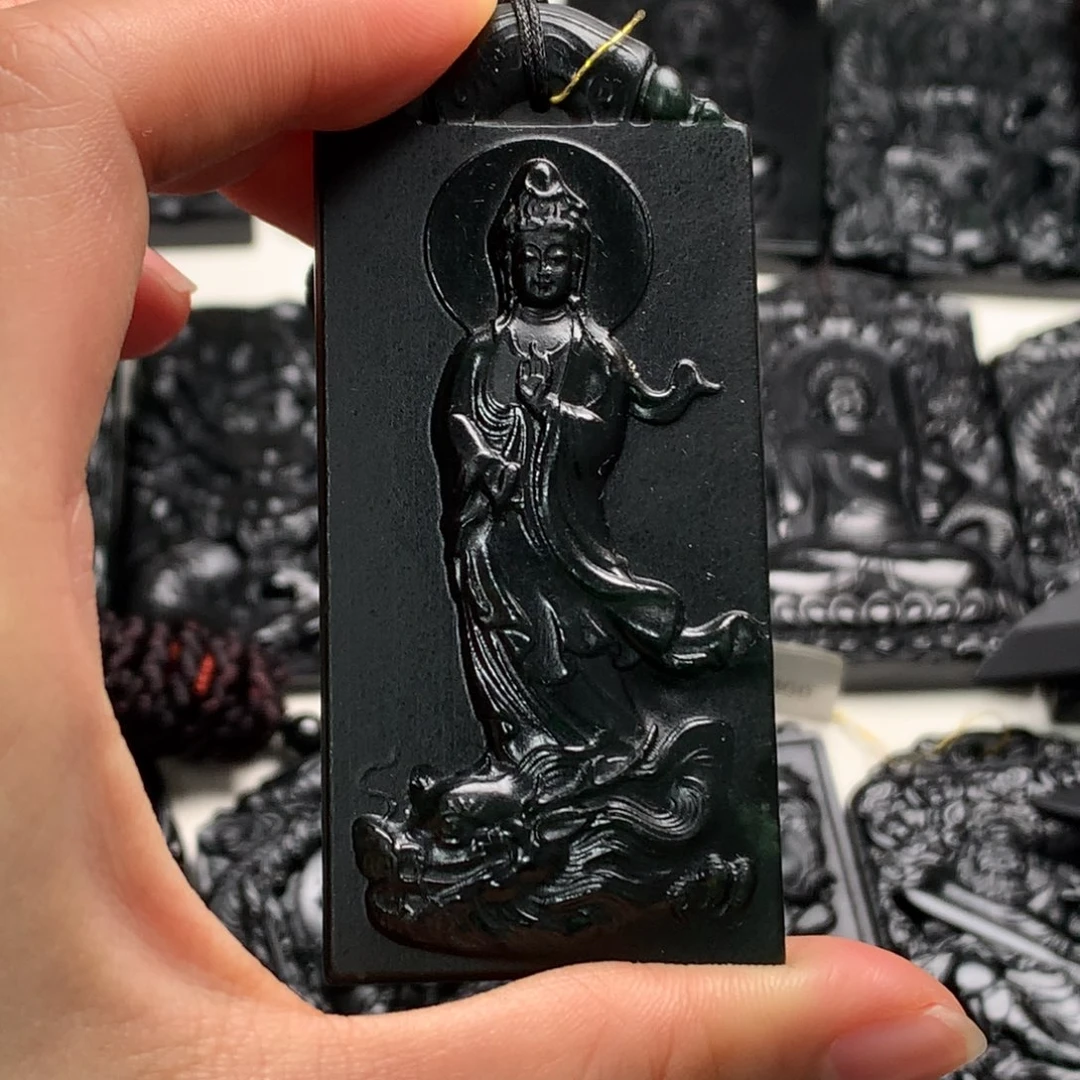 天然缅甸a货钢琴黑挂件