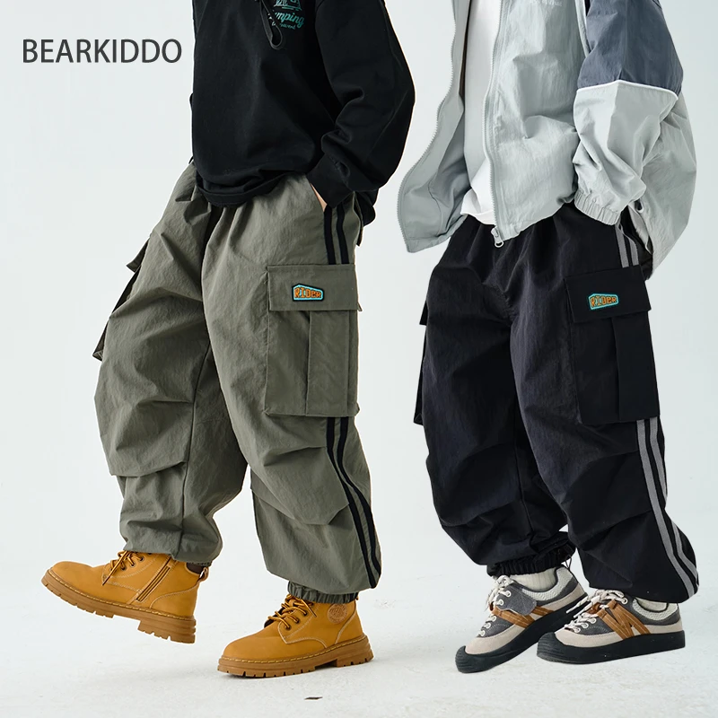 BearKiddo山系轻户外2025春男童织带工装裤薄