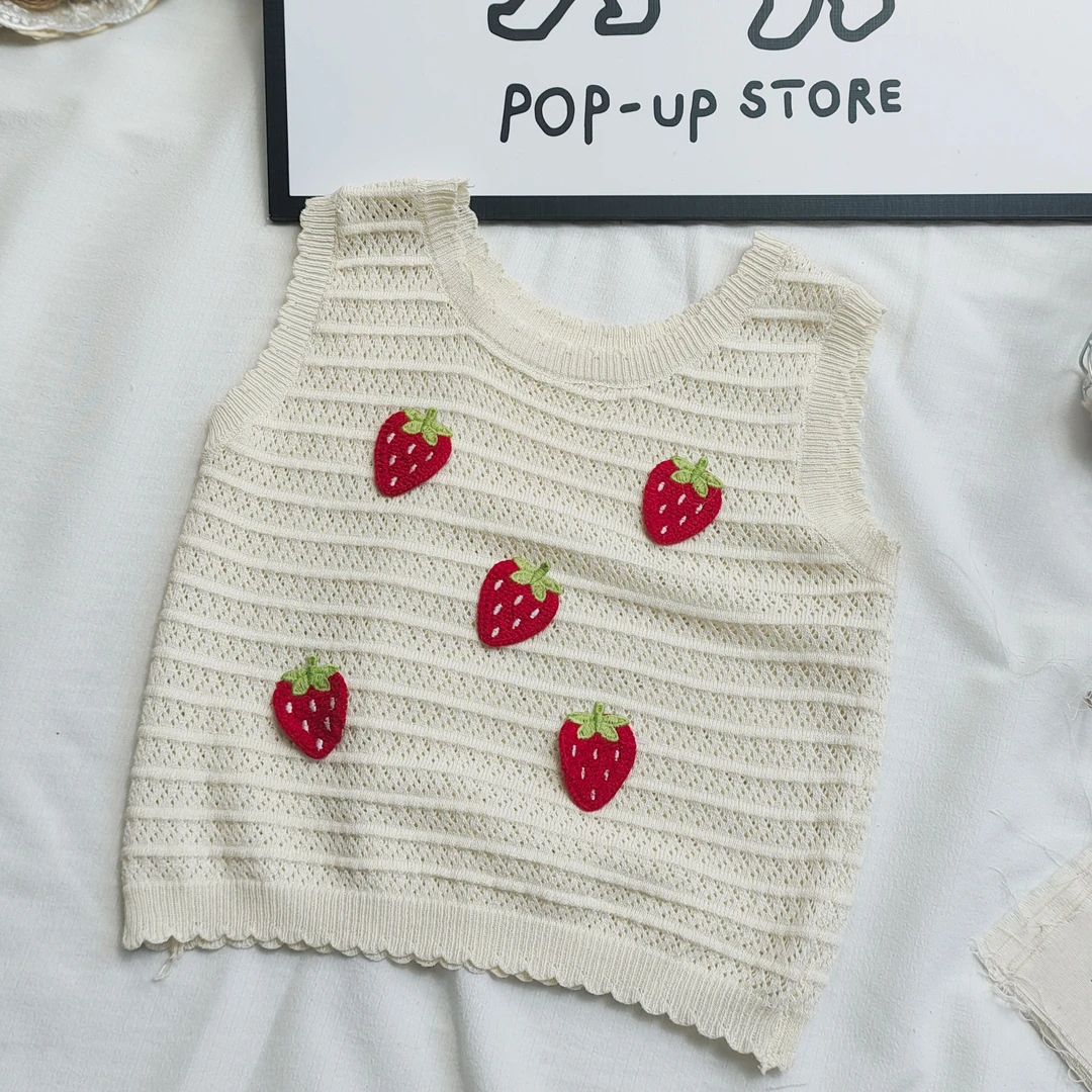 番茄家*【古灵精怪】夏季上新可爱草莓无袖背心D-W842