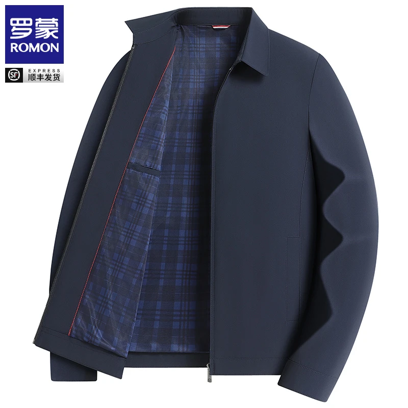 罗蒙春季新款经典翻领行政夹克商务休闲抗皱免烫春秋季休闲男外套