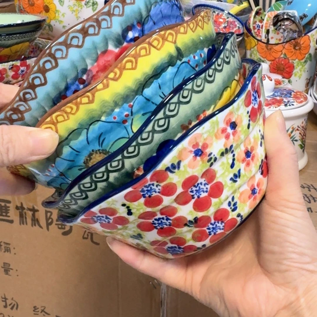 陶瓷6.5英寸斗笠面碗四只看图