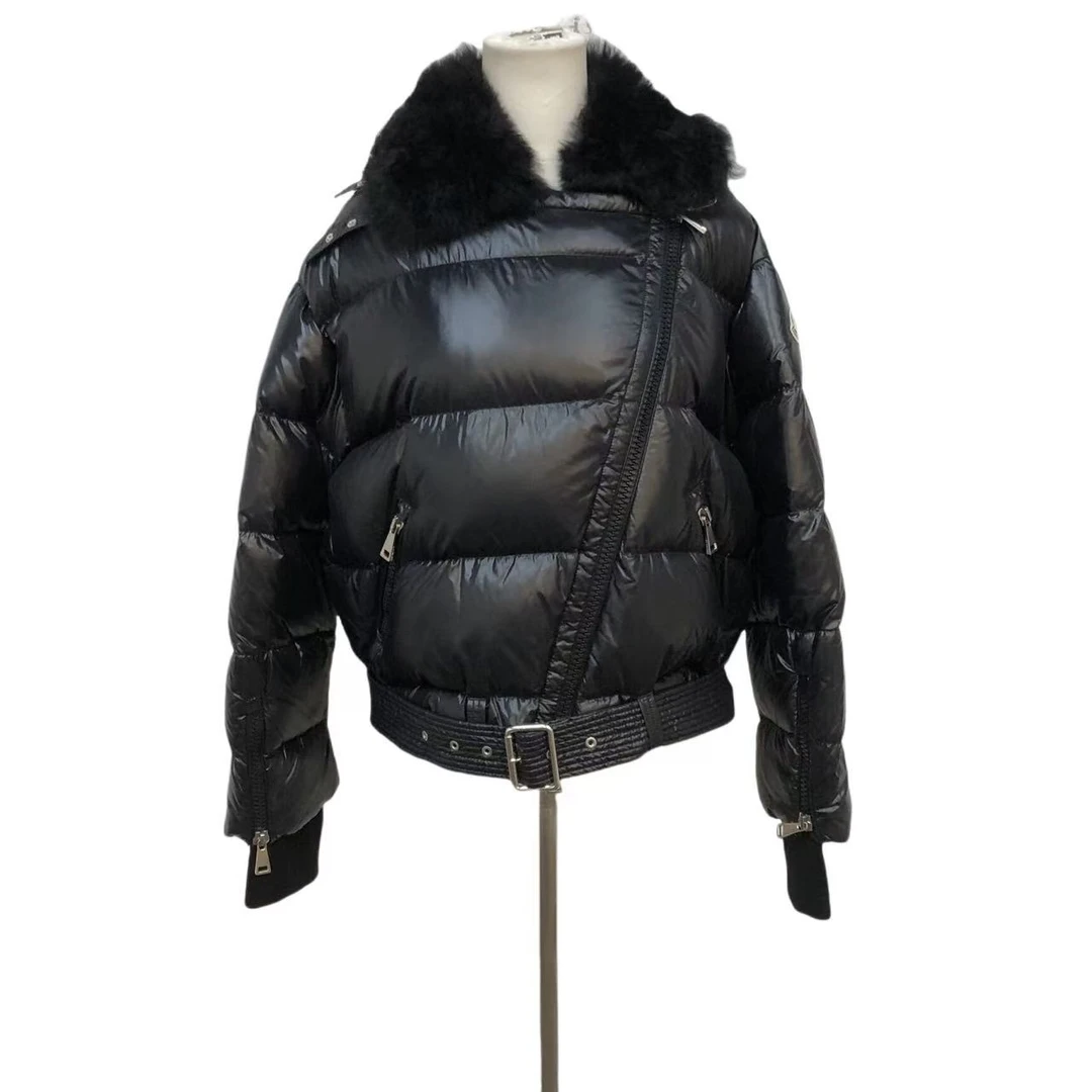 95新 MONCLER 黑色毛领羽绒服/bb91