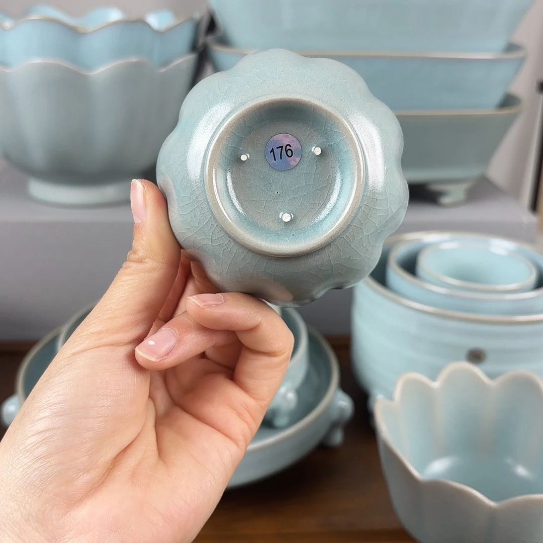 摆件仿古釉小号莲花杯瑕疵特价176