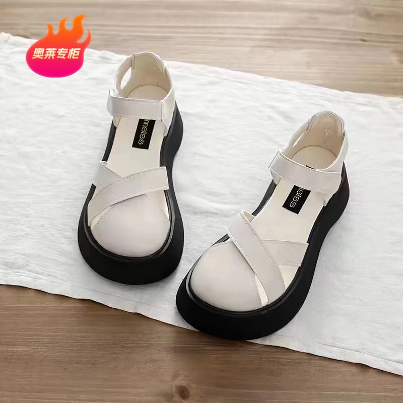 【奥莱专柜】2025夏季新款玛丽珍包头凉鞋女复古百搭镂空运动凉鞋