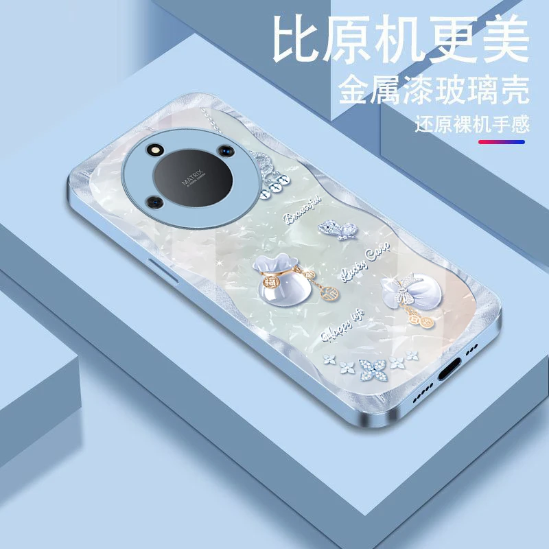 好运福袋荣耀X40手机壳RMO-AN00耐脏玻璃壳高级感散热新款金属漆