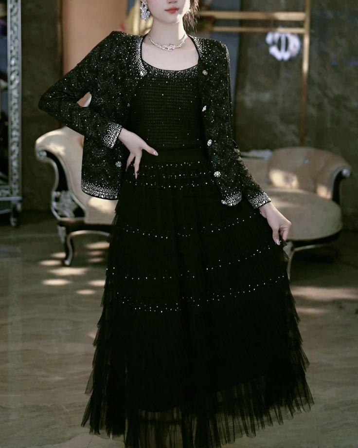 1-28【浪漫时光】重工气质纱裙