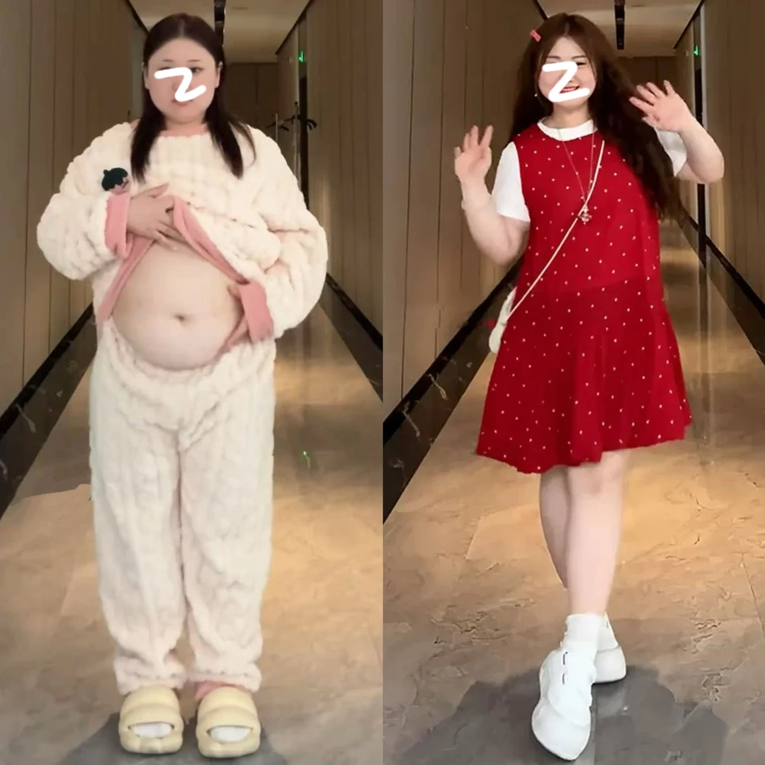 大码复古波点小清新白色T恤圆领连衣裙女时尚气质甜辣背心裙套装