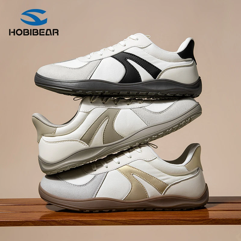 HOBIBEAR男士防滑宽楦低帮鞋新款复古简约休闲T头鞋舒适赤足
