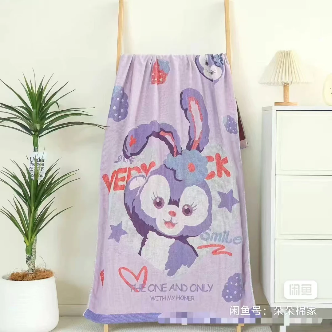 纱布卡通动物浴巾吸水洗澡家用纯棉好看加大多功能成人柔软快干