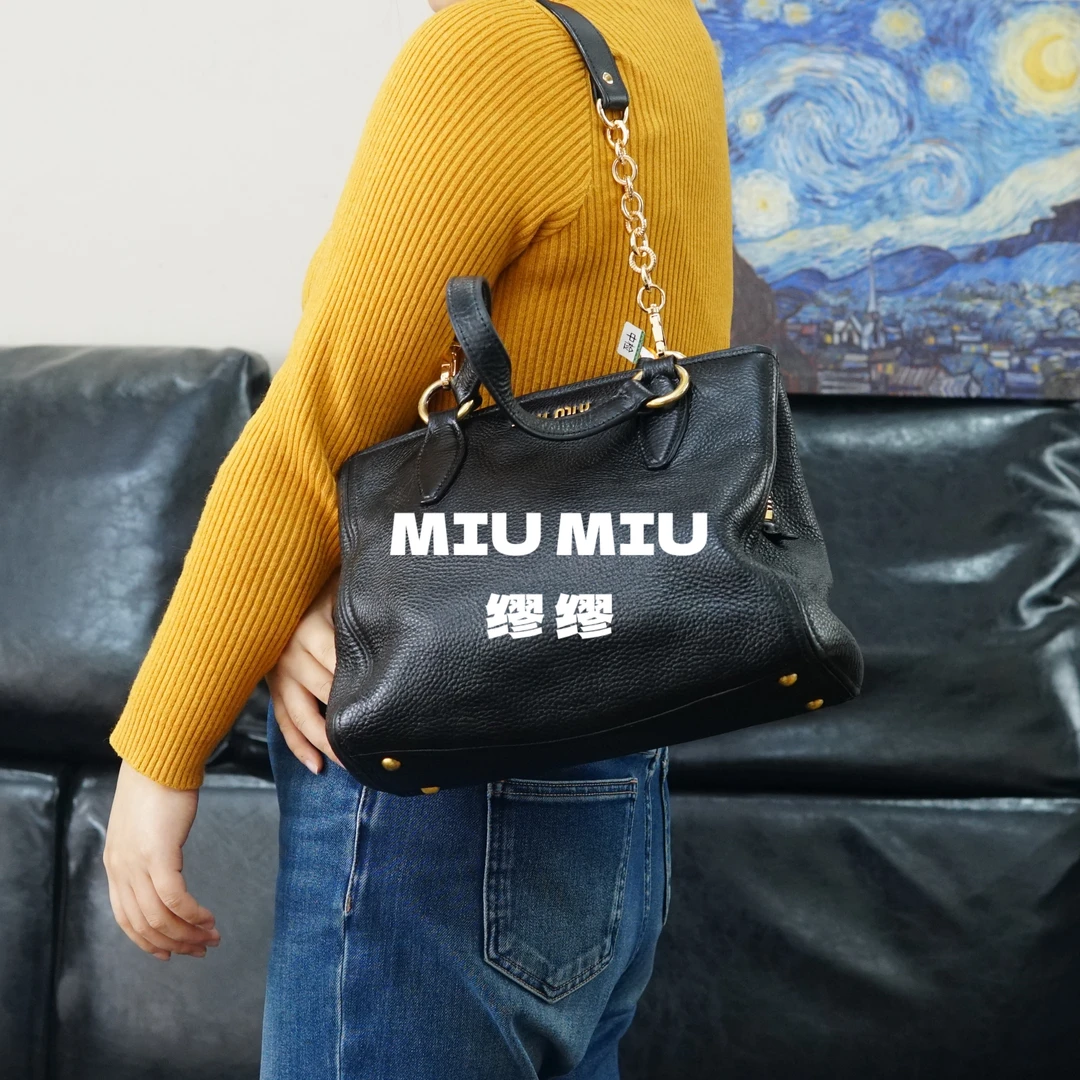 95新 MIU MIU/缪缪 miumiu黑金单肩包/F3DD10613039/3039