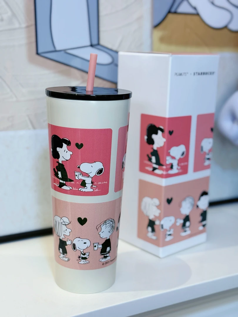 7228史努比粉色合作款不锈钢吸管杯