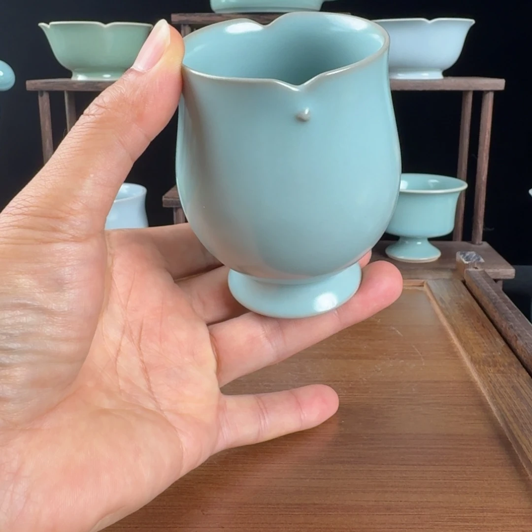 摆件汝瓷旗袍杯原矿原釉