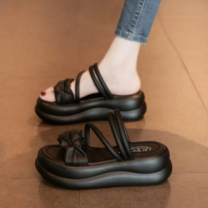 松糕厚底拖鞋女2025夏季新款小码33两穿凉鞋软底防滑百搭一字凉拖