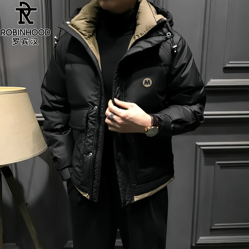 罗宾汉/ROBINHOOD冬季防风保暖棉服男士新款潮牌百搭连帽加厚外套