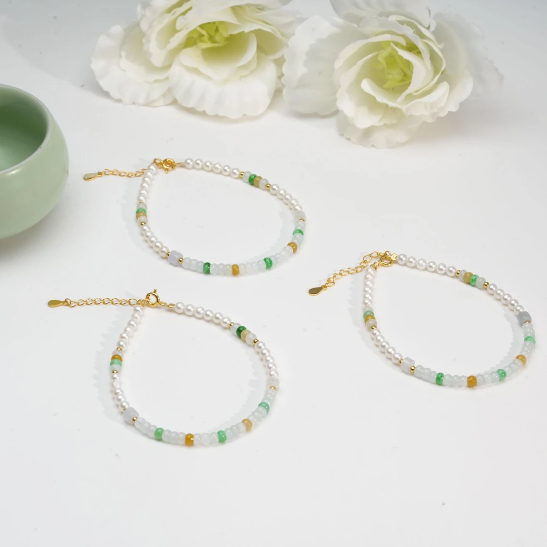 【小北珠宝】翡翠DIY手链约2*3mm【多样性发一件】13-WS42X12