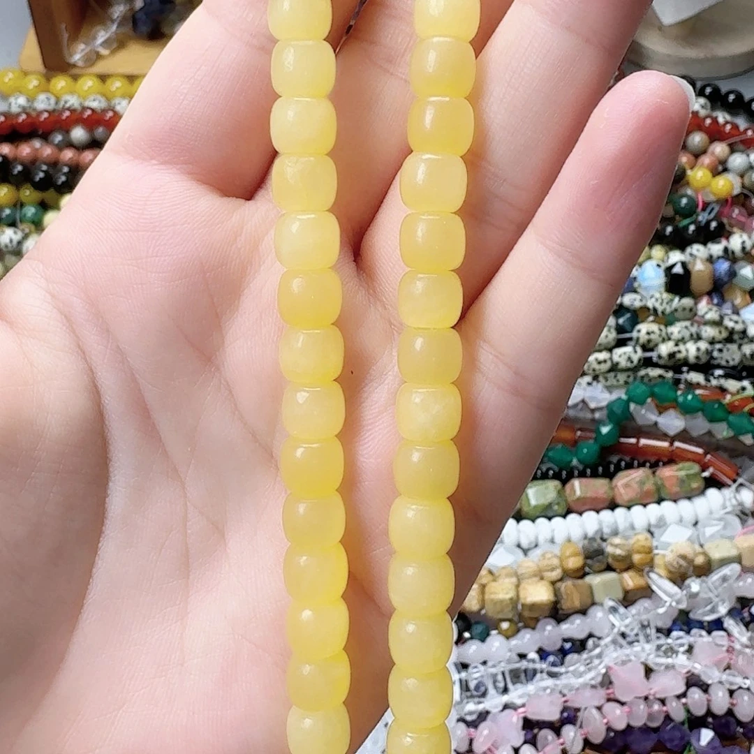 未镶嵌玛瑙/玉髓珠宝半成品卡8米黄玉老型珠一条