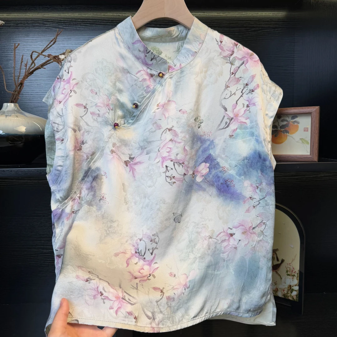 【缦玉兰】中式改良复古双面双穿气质小衫2381