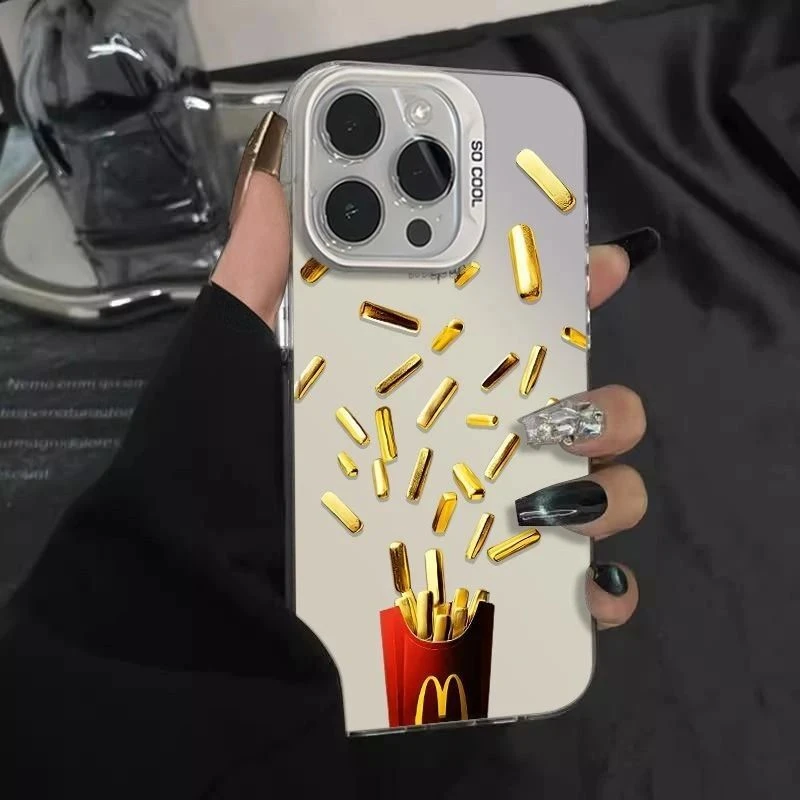 黄金薯条适用16POMAX手机壳iPhone15潮款14大孔13硬壳12个性