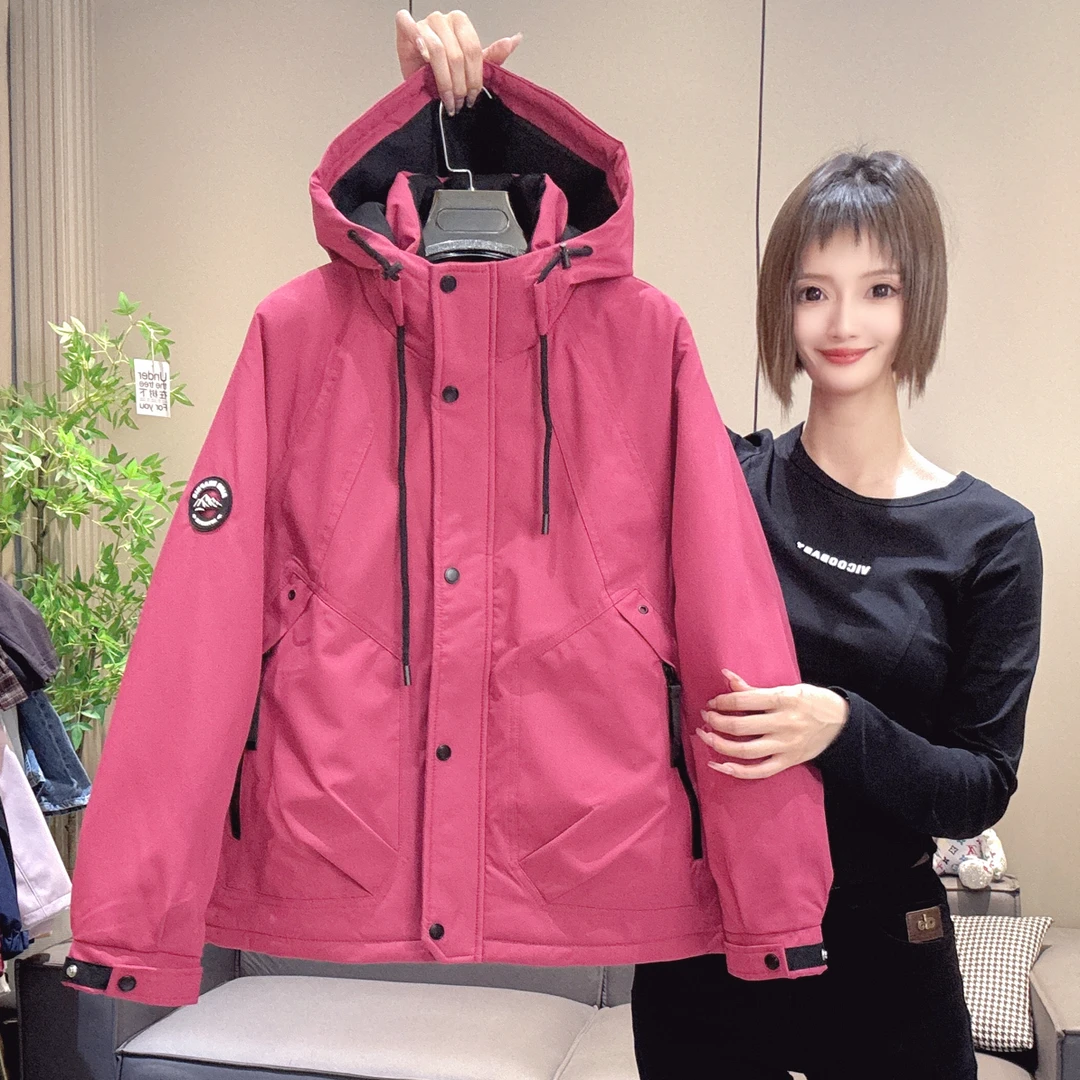 秋冬新款薄棉二棉连帽袖标拉链防风短外套18H