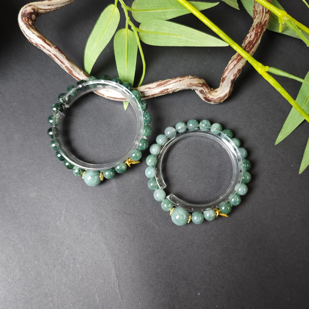 高定珠宝轻奢复古款蓝水翡翠手串-s1242