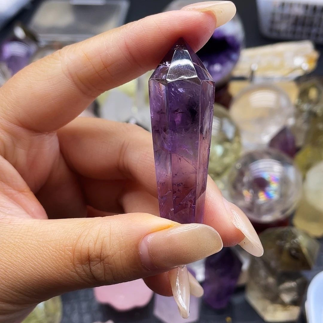 未镶嵌珠宝半成品水晶164高透紫水晶权杖