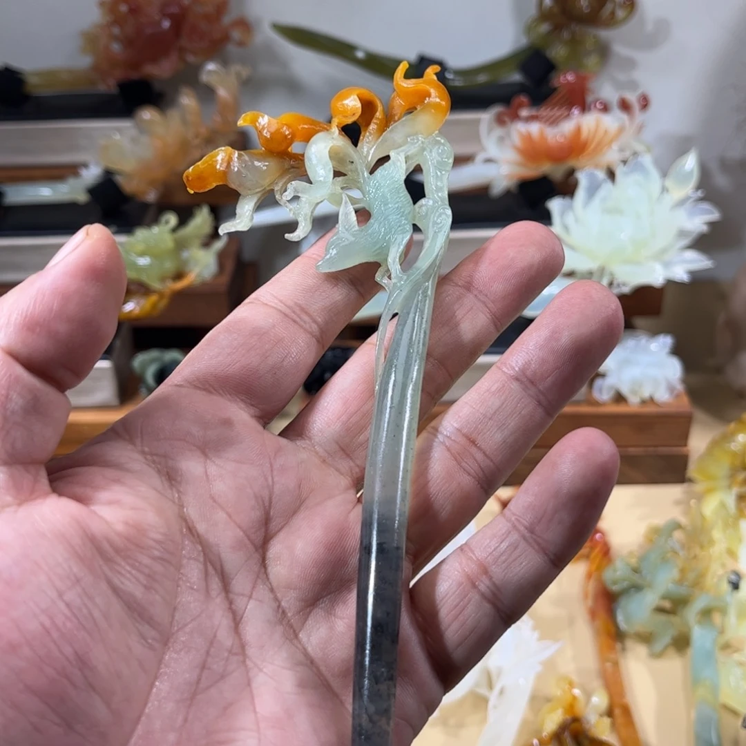 小***倩蛇纹石玉未镶嵌发簪