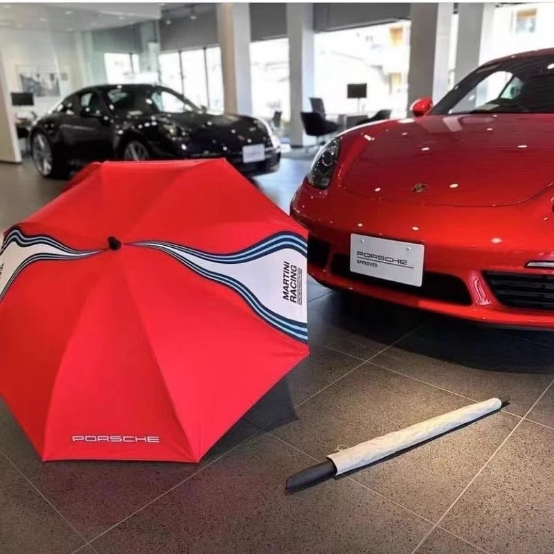 适用于保时捷4S店礼品长柄伞黑胶伞布雨伞MARTINI系列伞直柄伞