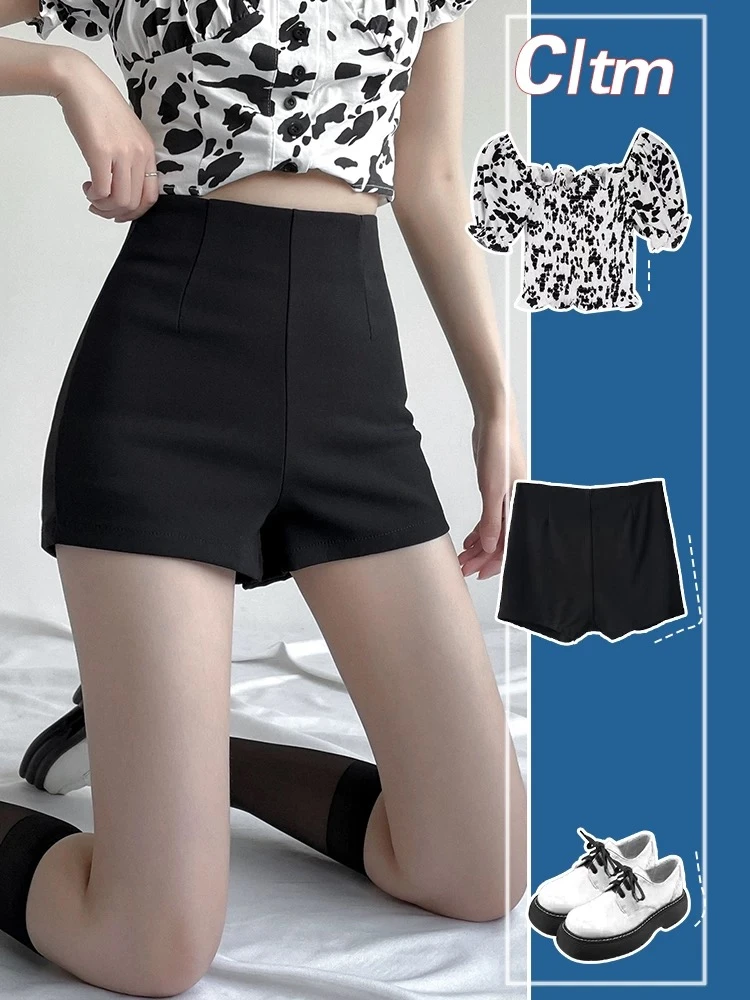 【品牌断码清仓】捡捡漏！高腰热裤显瘦百搭修身辣妹黑色短裤Q101