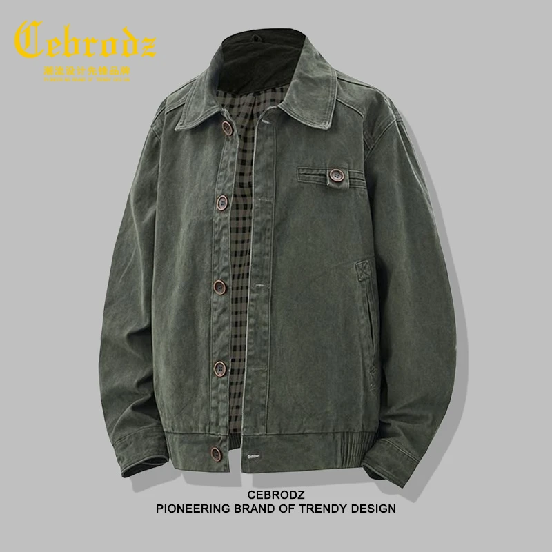 法国Cebrodz军旅风复古高密重磅纯棉水洗工装男士秋季夹克男宽松