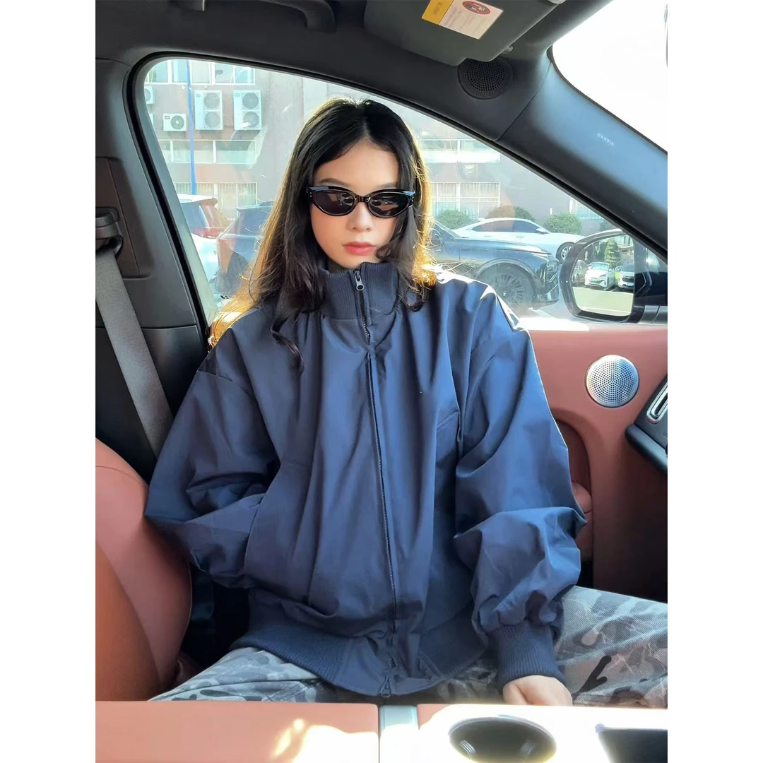 美式短款廓形飞行员夹克男秋季宽松潮牌立领棒球服机能风三防外套