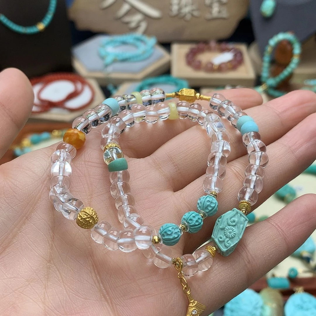 绿松石手链18K金镶嵌