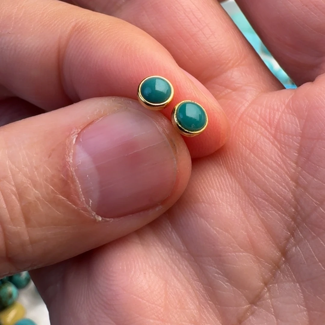 绿松石银S925镀金镶嵌珠宝奇石