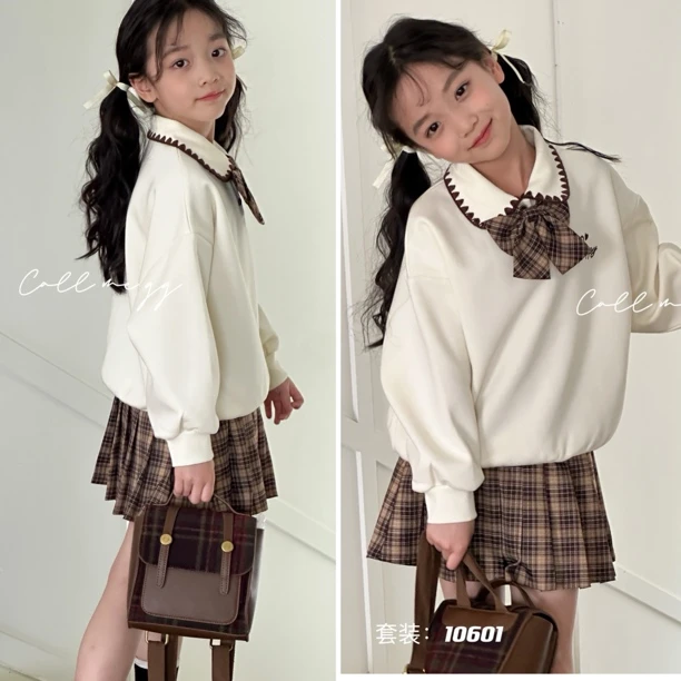 叫我格格女童春秋套装10601 荷叶边卫衣百褶裙女宝洋气时尚百搭潮
