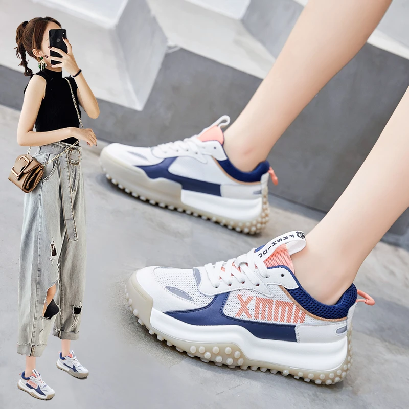 欧洲站厚底小个子复古老爹鞋女2025春夏新款小码显脚小时尚休闲鞋