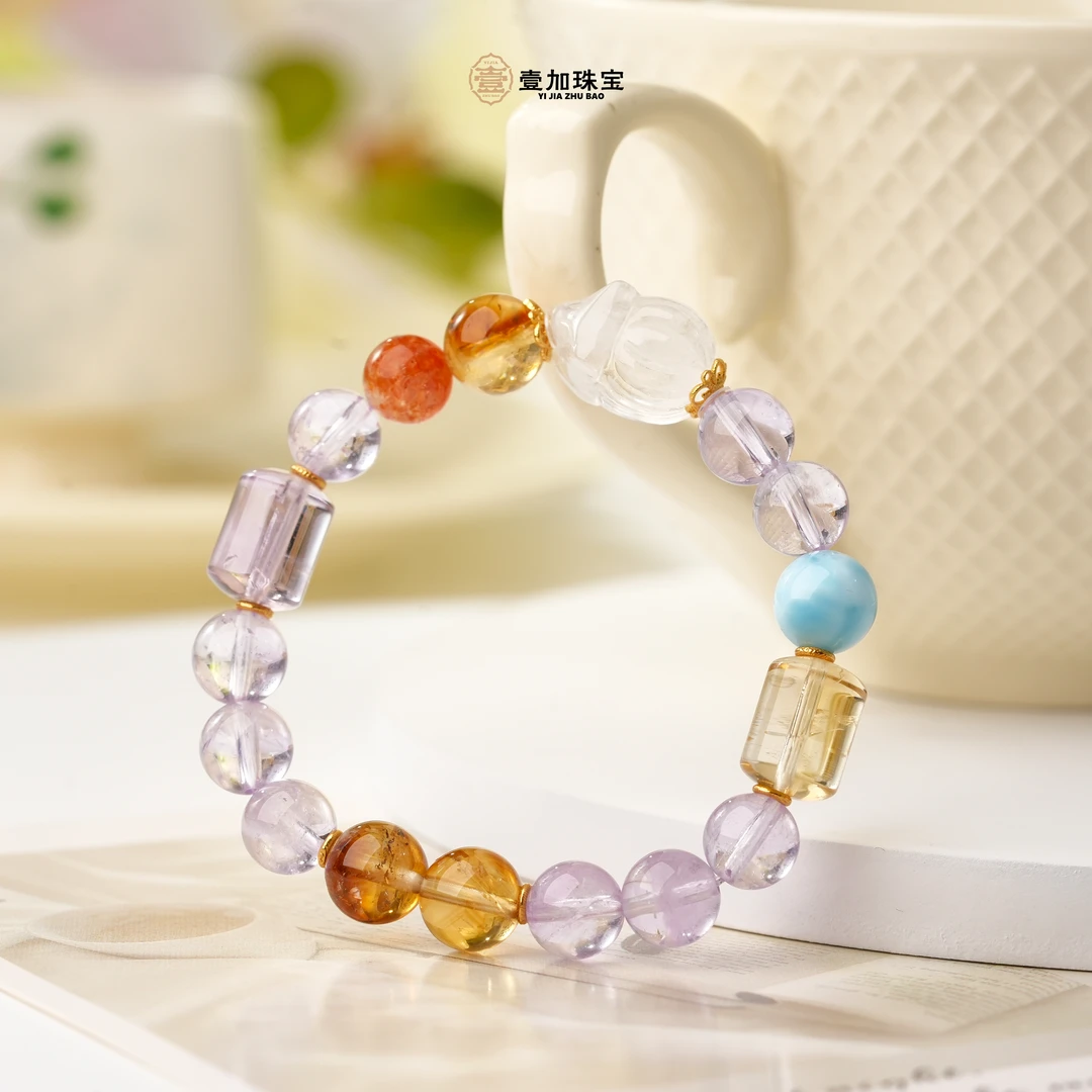 壹加师姐｜手工设计蓝针狐狐水晶多宝手串多样性发一7425n