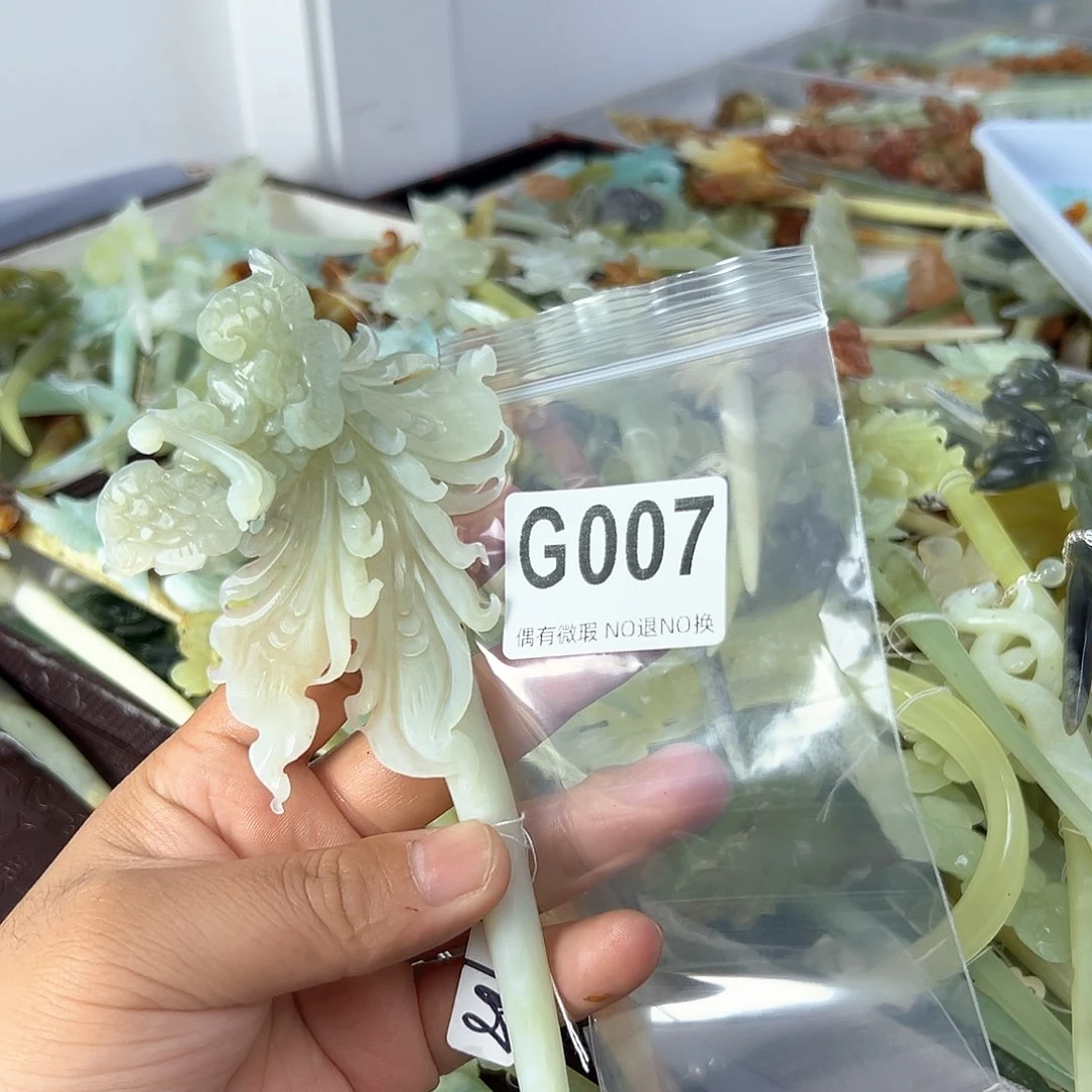 合金蛇纹石玉发饰小*