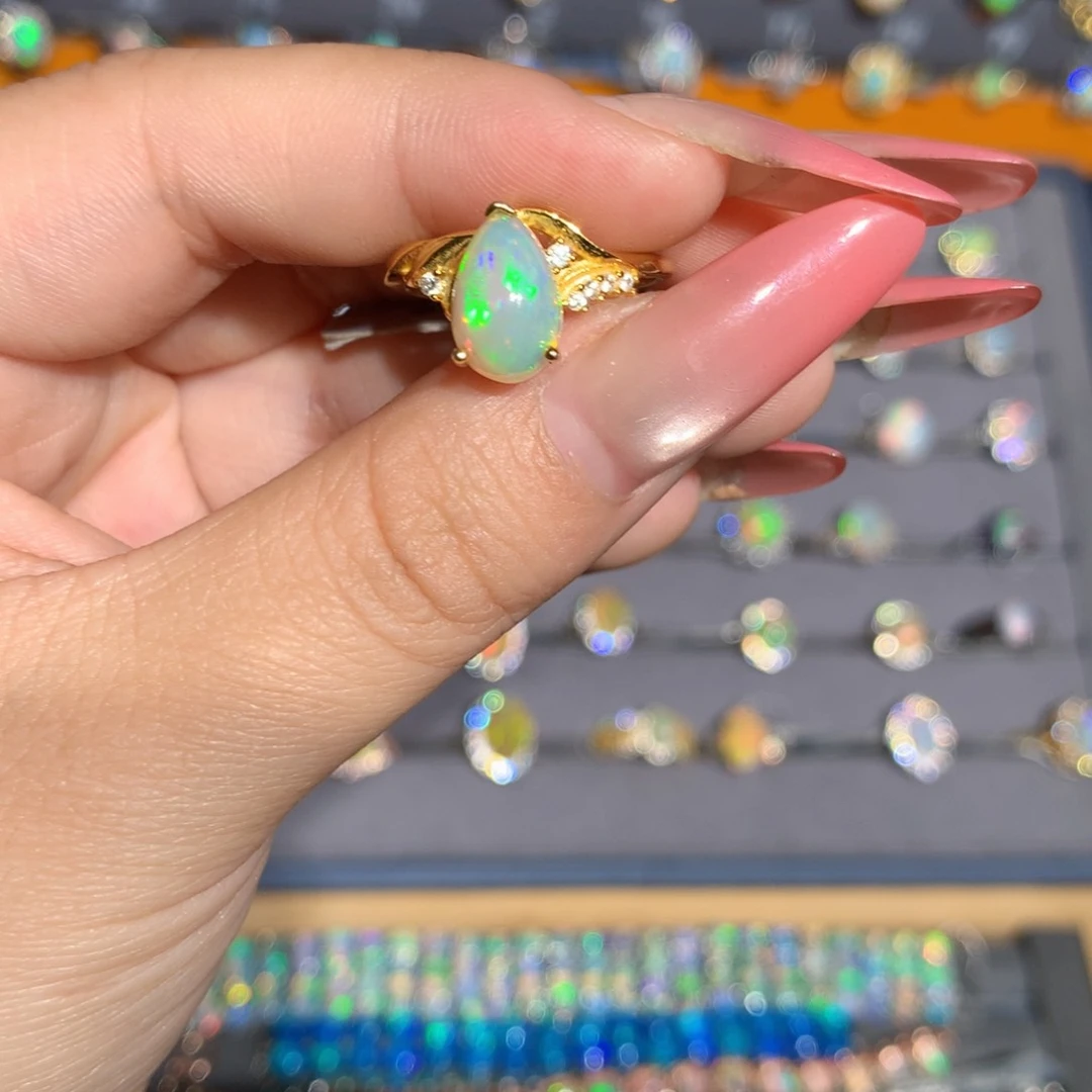 银S925镶嵌欧泊欧泊戒指l