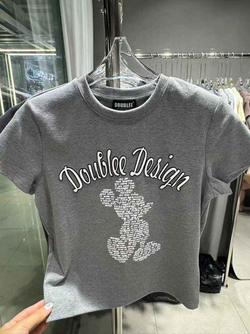 深圳南油高货原创大E家高级灰字母打码米奇圆领短袖常规版T恤