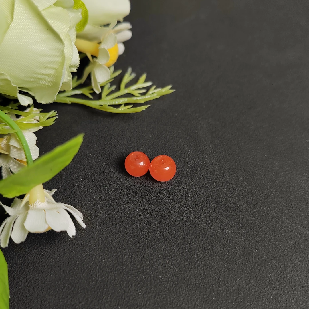 6-7mm保山南红冰红归元配珠（一对）