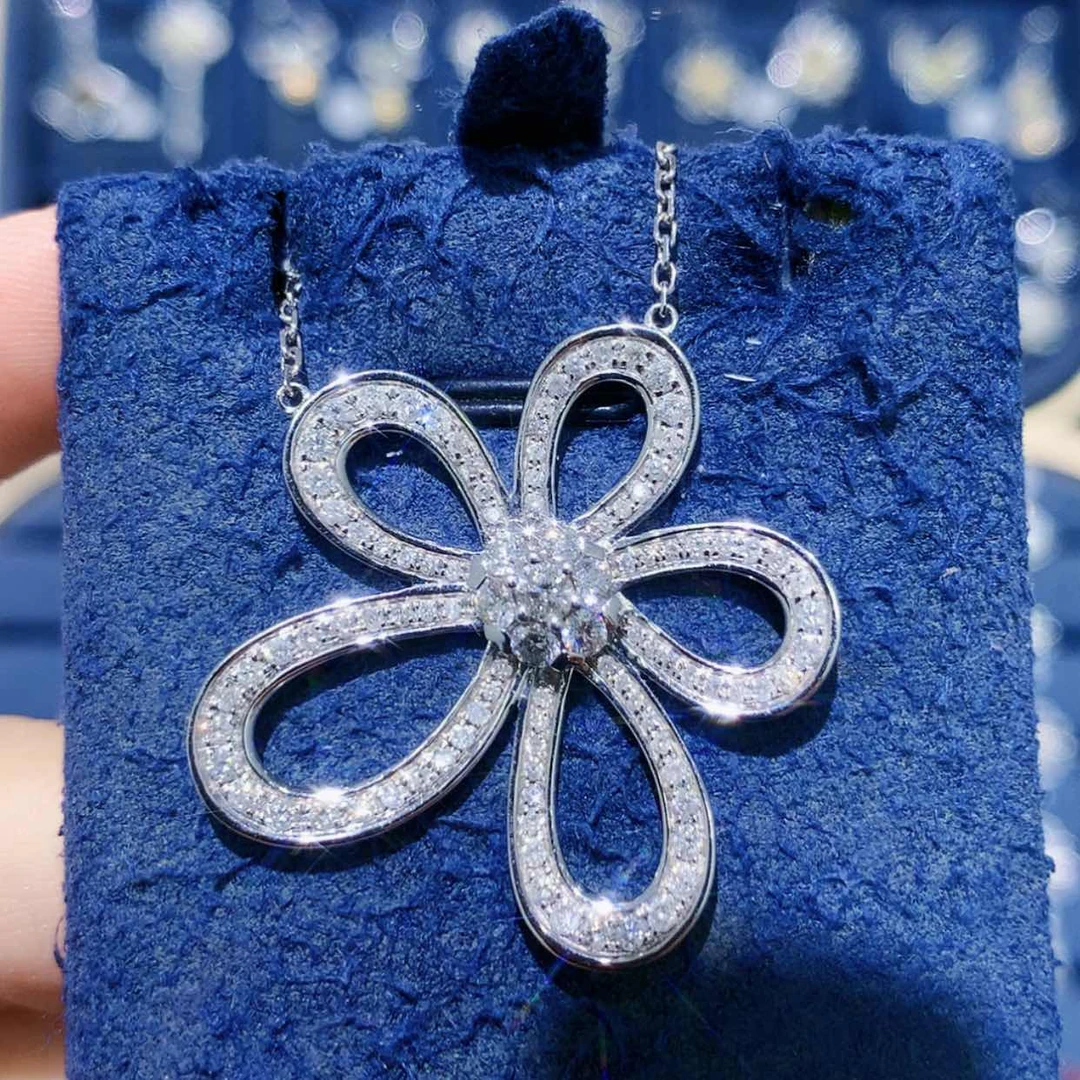 【闪购商品】颈饰钻石18K金镶嵌大版五花项链