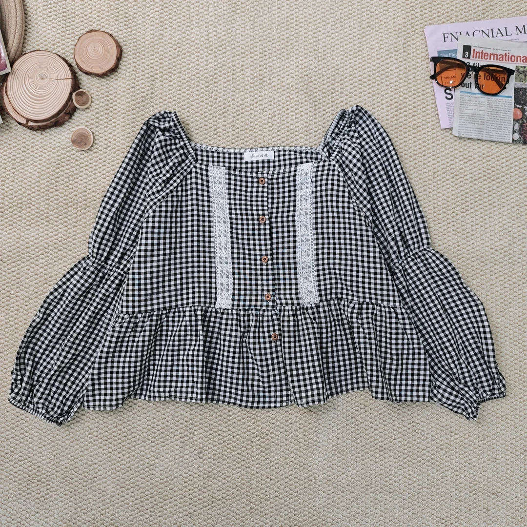 2025春季新款休闲宽松百搭格子长袖衬衫外套1335