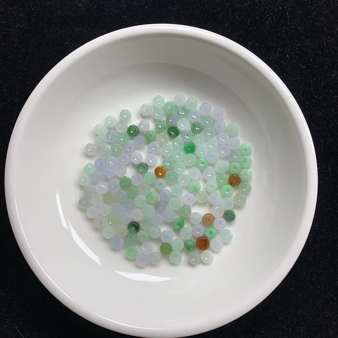 【倾凡珠宝】天然A货翡翠多宝算盘珠卡4.5mm± 官方认证多样性发其一