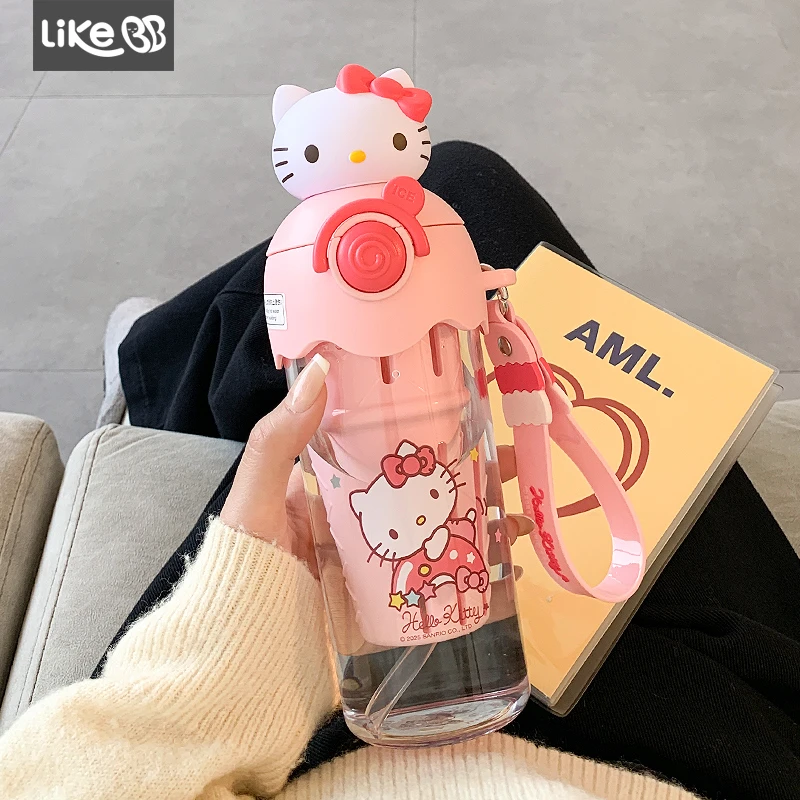 LikeBBhellokitty水杯女高颜值吸管杯大容量便携水壶学生泡茶杯子