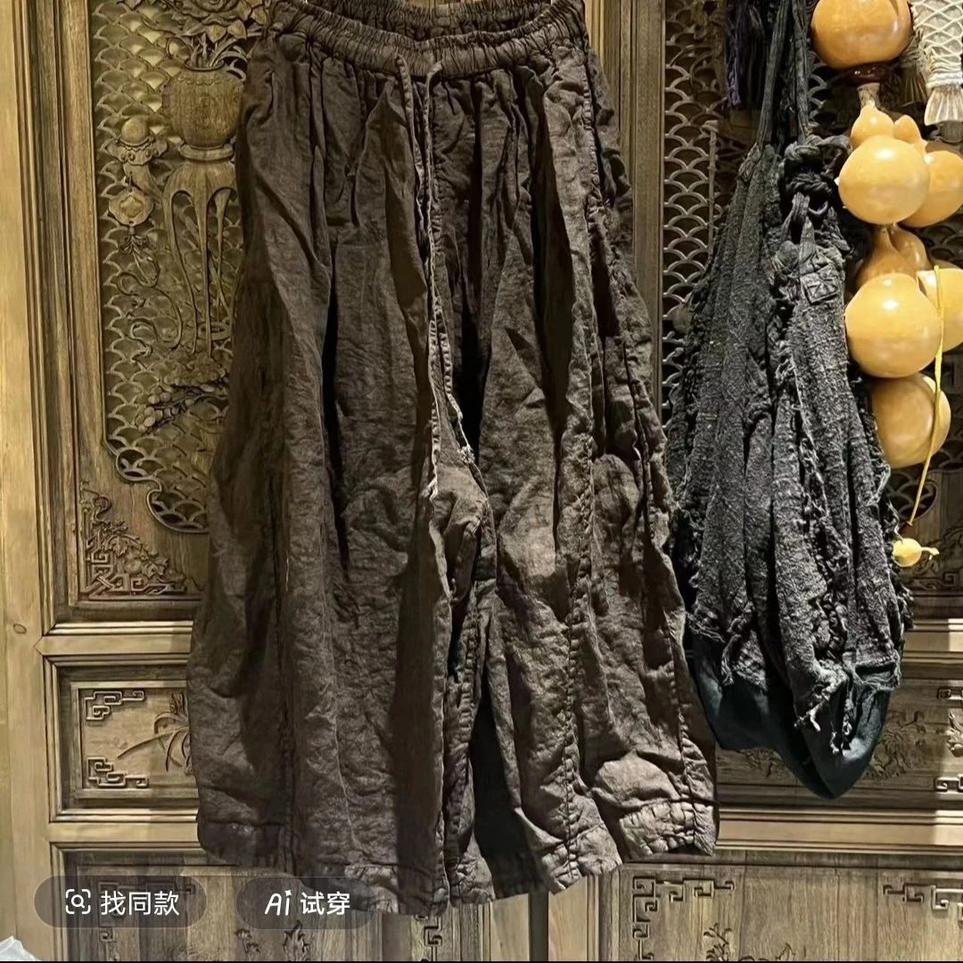 秋季新款亚麻炒色做旧加厚气球裤(裤长90 、臀围1700)